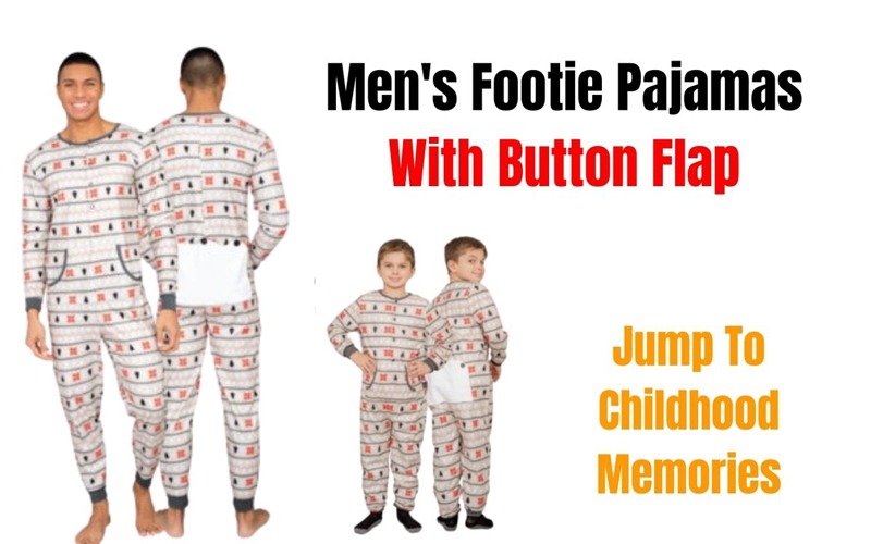 Men's Footie Pajamas With Button Flap