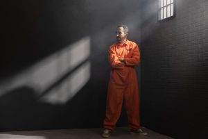 Orange jumpsuit in jail